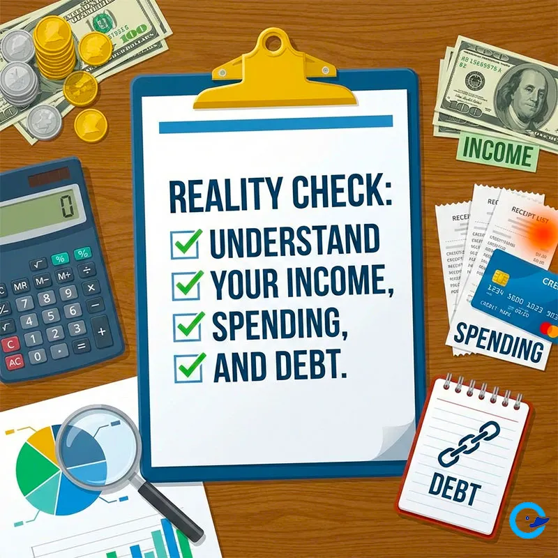 Finance Check Income Expenses Debt
