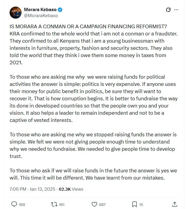 Morara Kebaso Responding To Allegations That He Is Conning Kenyans